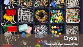  Presentation with top view - Slide deck enhanced with office - stationery collection in black box background and a tawny brown colored foreground