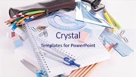  Presentation with school - Audience pleasing slide set consisting of office accessories - school or business supplies backdrop and a sky blue colored foreground