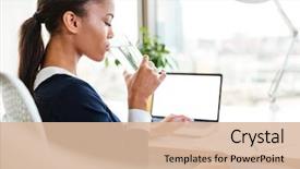  Presentation with woman business - Theme featuring office and drinking water background and a lemonade colored foreground