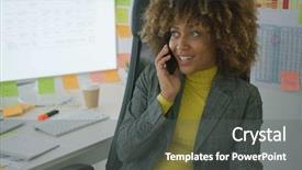  Presentation with office chair - Colorful presentation theme enhanced with office and having phone conversation backdrop and a  colored foreground