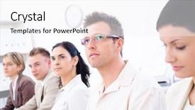  Presentation with attention - Presentation theme having office and paying attention background and a white colored foreground