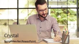  Presentation with taking notes - Beautiful presentation featuring office and taking note backdrop and a coral colored foreground