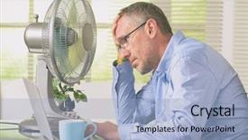  Presentation with heat - Beautiful presentation design featuring office and tries to cool backdrop and a light blue colored foreground