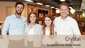  Presentation with assessment - PPT theme featuring office at graduate recruitment assessment background and a soft green colored foreground