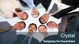  Presentation with friends - Presentation having office boy - circle friends background and a ocean colored foreground