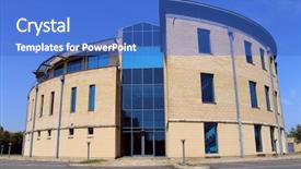  Presentation with modern building - PPT theme enhanced with colorful folders colorful ring binders background and a light gray colored foreground.