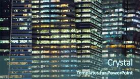  Presentation with building - Cool new PPT theme with office building background at night backdrop and a ocean colored foreground