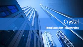  Presentation with rise - Presentation theme with office building background landmark background and a cobalt blue colored foreground