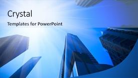  Presentation with china shanghai - Theme consisting of office building background landmark background and a light blue colored foreground