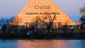  Presentation with building - Cool new presentation with office-building-in-sacramento backdrop and a coral colored foreground