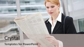  Presentation with office newspaper - PPT layouts consisting of office building reading newspaper background and a light gray colored foreground