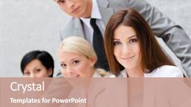  Presentation with building team - Slide set consisting of office building team works effective background and a coral colored foreground