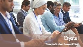  Presentation with diverse business people - Colorful slide deck enhanced with office building while others use backdrop and a coral colored foreground