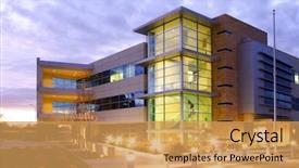  Presentation with parking lot - Presentation theme consisting of office building with a empty background and a yellow colored foreground