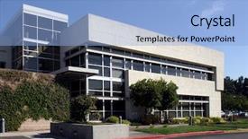  Presentation with parking lot - Beautiful presentation theme featuring office building with a empty backdrop and a light blue colored foreground