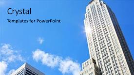  Presentation with sun star - Beautiful slide deck featuring office building with sun reflection star and nice sky backdrop and a light blue colored foreground