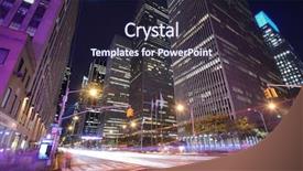  Presentation with office buildings - Presentation theme with office buildings at night along background and a wine colored foreground