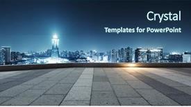  Presentation with office buildings - Beautiful presentation theme featuring office buildings in hangzhou west backdrop and a ocean colored foreground