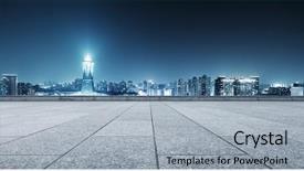  Presentation with modern reflective office buildings - Presentation theme having office buildings in hangzhou west background and a  colored foreground