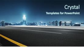  Presentation with office buildings - Presentation theme featuring office buildings in hangzhou west background and a ocean colored foreground