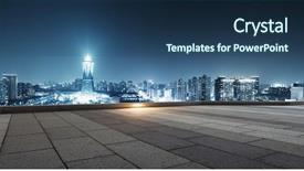  Presentation with office buildings - PPT theme consisting of office buildings in hangzhou west background and a ocean colored foreground