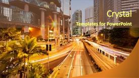  Presentation with traffic light - Beautiful slide deck featuring office buildings in modern city backdrop and a tawny brown colored foreground