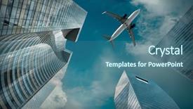  Presentation with air france - Slide deck consisting of office buildings near la defence background and a ocean colored foreground