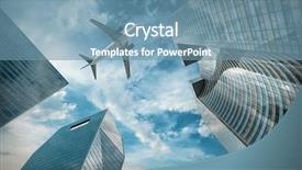  Presentation with modern reflective office buildings - PPT theme consisting of office buildings near la defence background and a seafoam green colored foreground