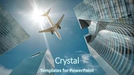  Presentation with office buildings - Audience pleasing slide set consisting of office buildings near la defence backdrop and a ocean colored foreground