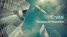  Presentation with office buildings - PPT theme consisting of office buildings near la defence background and a ocean colored foreground