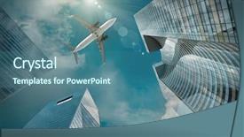  Presentation with modern reflective office buildings - Theme consisting of office buildings near la defence background and a ocean colored foreground