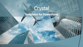  Presentation with air france - Audience pleasing slide set consisting of office buildings near la defence backdrop and a seafoam green colored foreground