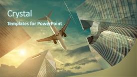  Presentation with office buildings - Theme with office buildings near la defence background and a ocean colored foreground