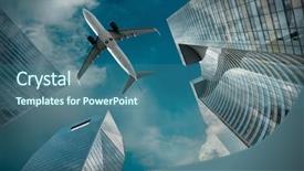  Presentation with office buildings - PPT theme enhanced with office buildings near la defence background and a ocean colored foreground