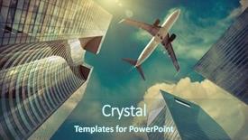  Presentation with office buildings - Cool new PPT theme with office buildings near la defence backdrop and a ocean colored foreground