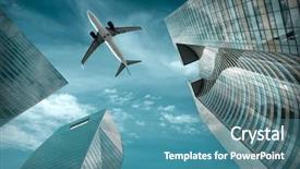  Presentation with office buildings - Presentation design having office buildings near la defence background and a teal colored foreground