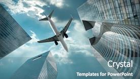  Presentation with modern reflective office buildings - Slide set enhanced with office buildings near la defence background and a seafoam green colored foreground