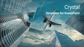  Presentation with office buildings - PPT layouts with office buildings near la defence background and a ocean colored foreground