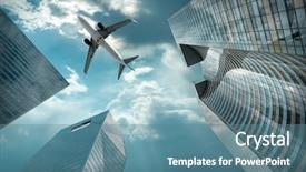  Presentation with office buildings - Slides featuring office buildings near la defence background and a seafoam green colored foreground