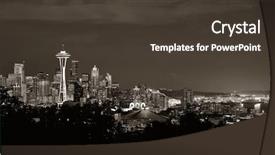  Presentation with park night city - PPT layouts having office buildings viewed from kerry background and a tawny brown colored foreground