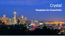  Presentation with seattle - PPT theme consisting of office buildings viewed from kerry background and a teal colored foreground