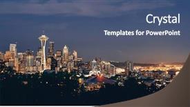  Presentation with park night city - Presentation design having office buildings viewed from kerry background and a ocean colored foreground