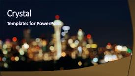  Presentation with park night city - Slides with office buildings viewed from kerry background and a wine colored foreground