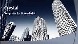  Presentation with office buildings - Beautiful slide deck featuring office buildings backdrop and a navy blue colored foreground