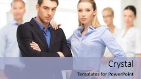  Presentation with front office - Slide deck having office buisness teamwork concept - businessman background and a  colored foreground