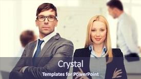  Presentation with front office - Presentation design featuring office buisness teamwork concept - businessman background and a tawny brown colored foreground