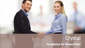  Presentation with shaking hands - Slide set with office buisness teamwork concept - man background and a coral colored foreground