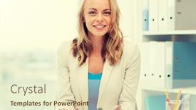  Presentation with education technology - Presentation with office business education technology and people concept - smiling businesswoman or student with tablet pc computer sitting at table background and a cream colored foreground