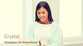  Presentation with education technology - Cool new presentation with office business education technology and internet concept - businesswoman or student with tablet pc backdrop and a cream colored foreground