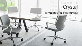  Presentation with conference table microphones - Theme consisting of office chairs at conference table background and a  colored foreground